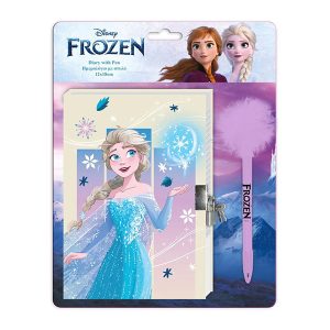 Ημερολόγιο Frozen με Κλειδαριά και Στυλό Pom Pom 12x18 εκ.