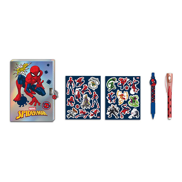 Ημερολόγιο Spiderman με Κλειδαριά, Μαγικό Στυλό και Αυτοκόλλητα - Image 2